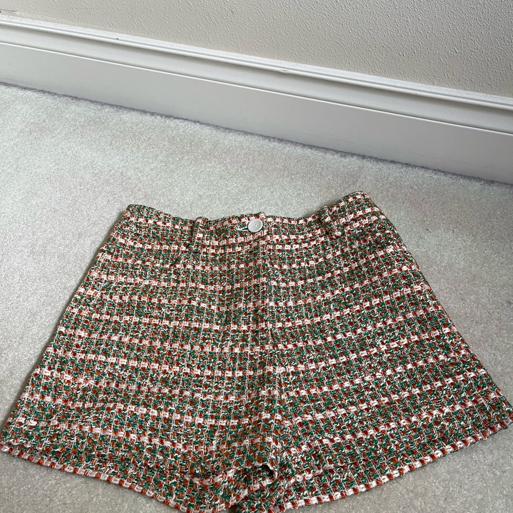 Mango High Waist Tweed Shorts